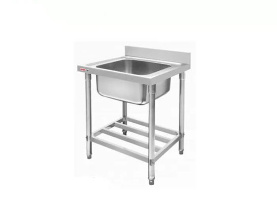 One Bowl Stainless Steel Preparation Table Kitchen Work Heavy Duty Wheel 450*450*300