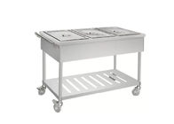 SS Buffet Server Electric Food Warmer Commercial Push Type Bain Marie Cabinet With Wheels