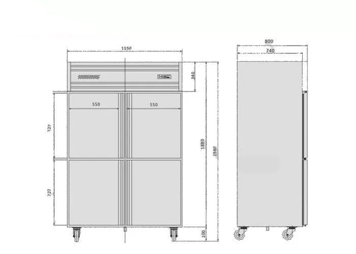 Embraco Compressor SS304 1150mm Catering Refrigeration Equipment