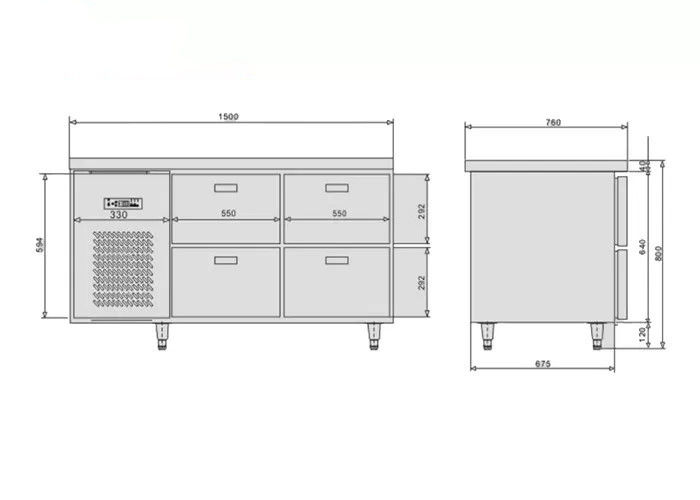 Energy Saving 300L 285W Catering Refrigeration Equipment